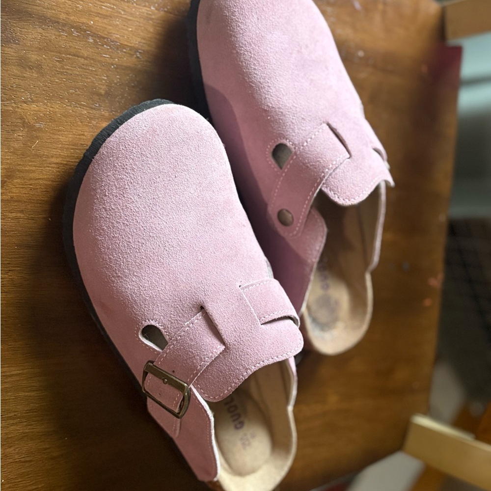 Pink Suede Mule Slip-Ons